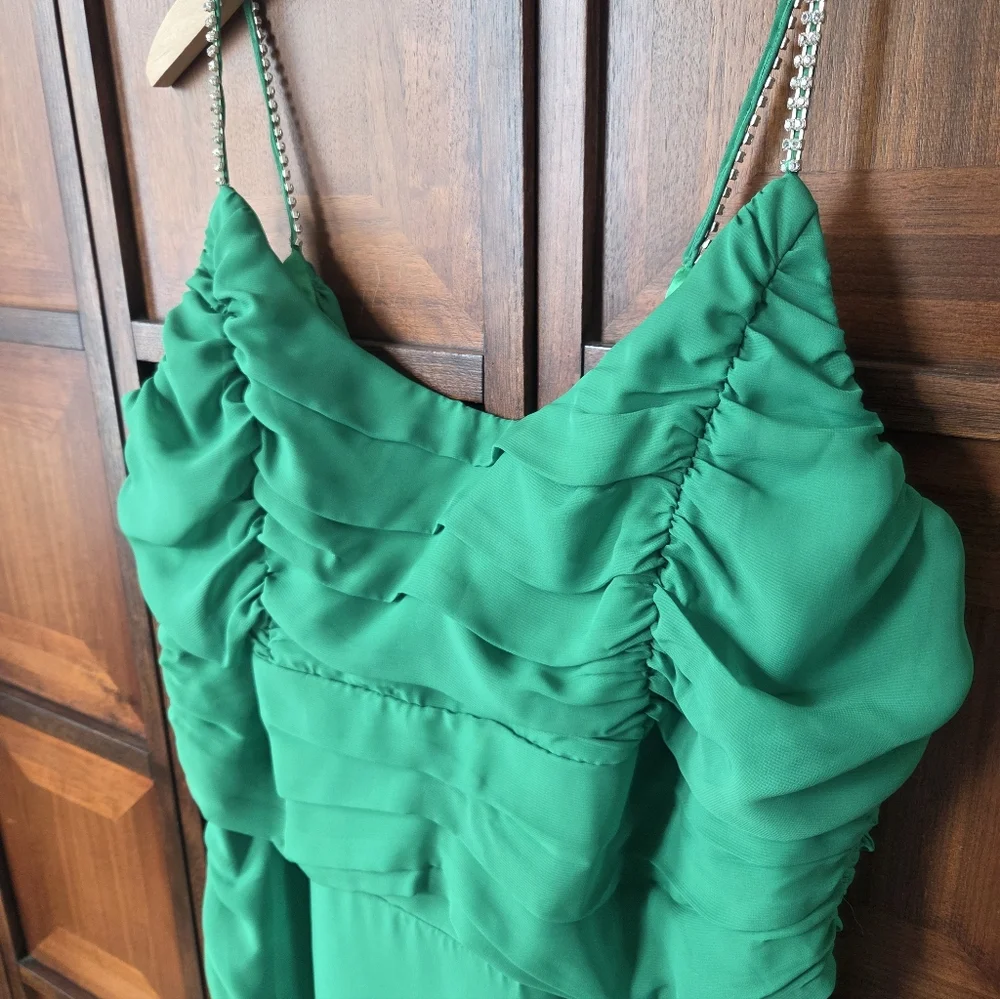 Lady Splendor Chiffon Dream Dress Emerald Green 2X NWT - Picture 7 of 13